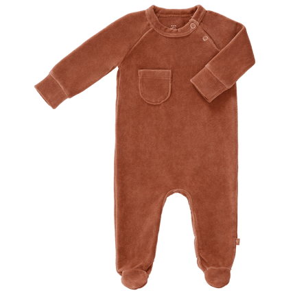 Fresk Baby Pyjama Velours Met Voeten Copper koop je bij Babywinkel