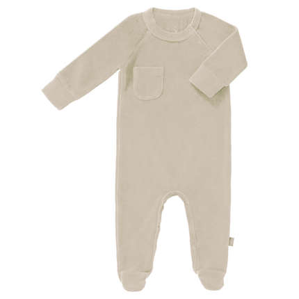 Fresk Baby Pyjama Velours Met Voeten Sandshell koop je bij Babywinkel