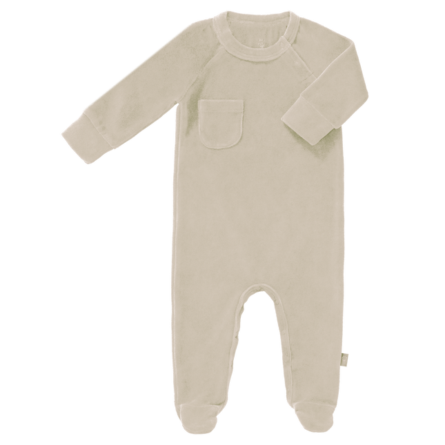 Fresk Baby Pyjama Velours Met Voeten Sandshell koop je bij Babywinkel