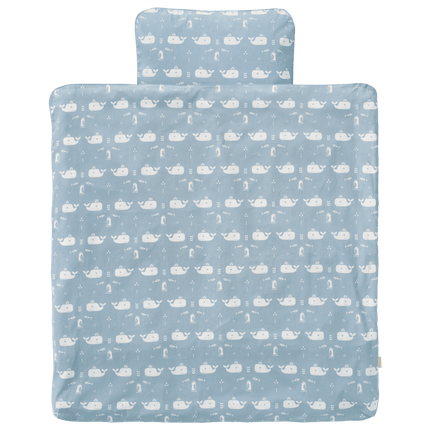 Fresk Dekbedovertrek Whale Blue Fog 80x80cm koop je bij Babywinkel