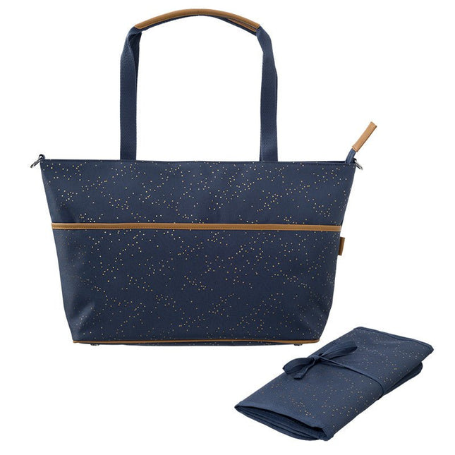 Fresk Luiertas met Verschoningsmat – Indigo Dots – Gerecycled Polyester – 50x28x17 cm koop je bij Babywinkel
