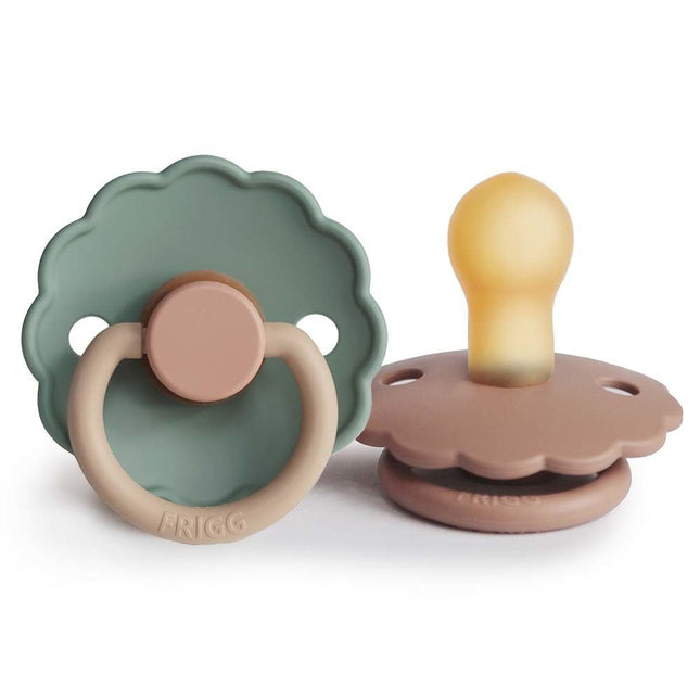Frigg Speen Maat 1 Daisy Blooming R.Gold/Willow Latex 2 - Pack koop je bij Babywinkel