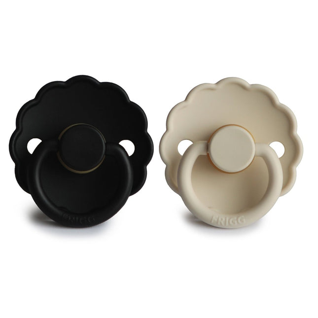 Frigg Speen Maat 1 Daisy Cream/Jet Black Silicone 2 - Pack koop je bij Babywinkel