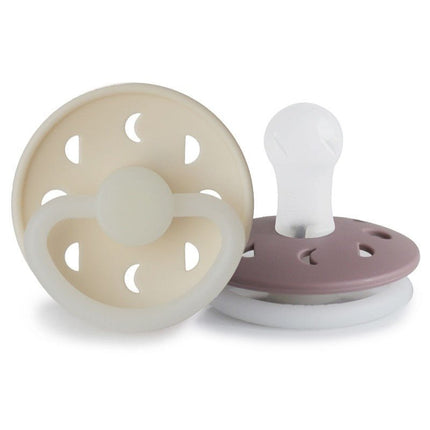 Frigg Speen Maat 1 Moon Night Cream/Tw.Mauve Silicone 2 - Pack koop je bij Babywinkel