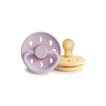 Frigg Speen Maat 1 Moon Pale Daffodil/Soft Lilac Latex 2 - Pack koop je bij Babywinkel