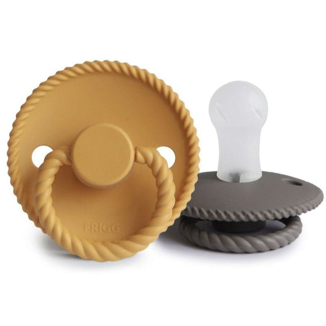 Frigg Speen Maat 1 Rope Honey Gold/Portobello Silicone 2 - Pack koop je bij Babywinkel
