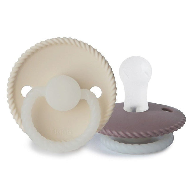 Frigg Speen Maat 1 Rope Night 2 - Pack Silicone Cream/Tw.Mauve koop je bij Babywinkel