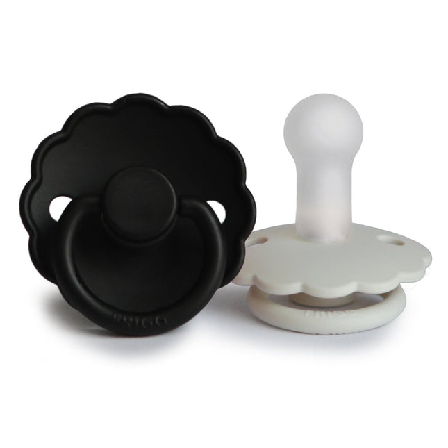 Frigg Speen Maat 2 Daisy Cream/Jet Black Silicone 2 - Pack koop je bij Babywinkel