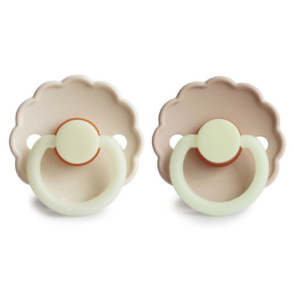 Frigg Speen Maat 2 Daisy Night Croissant / Cream Silicone 2 - Pack koop je bij Babywinkel