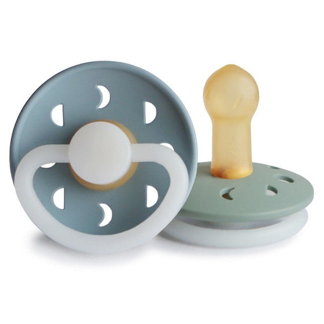 Frigg Speen Maat 2 Moon Night Stone Blue/Sage Latex 2 - Pack koop je bij Babywinkel