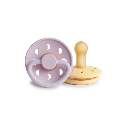 Frigg Speen Maat 2 Moon Pale Daffodil/Soft Lilac Latex 2 - Pack koop je bij Babywinkel