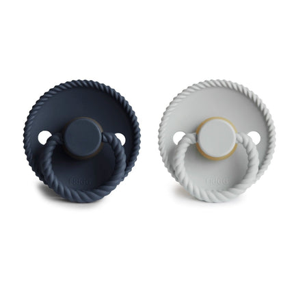 Frigg Speen Maat 2 Rope Silver Gray/Dark Navy Latex 2 - Pack koop je bij Babywinkel