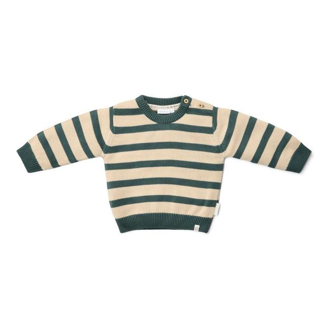Little Dutch Baby Trui Gebreid Balsam Green Stripe koop je bij Babywinkel