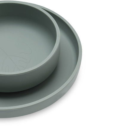 Jollein Kinder Servies Siliconen Ash Green koop je bij Babywinkel
