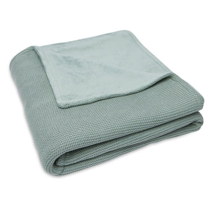 Jollein Ledikantdeken Basic Knit Forest Green/Fleece 100x150cm koop je bij Babywinkel
