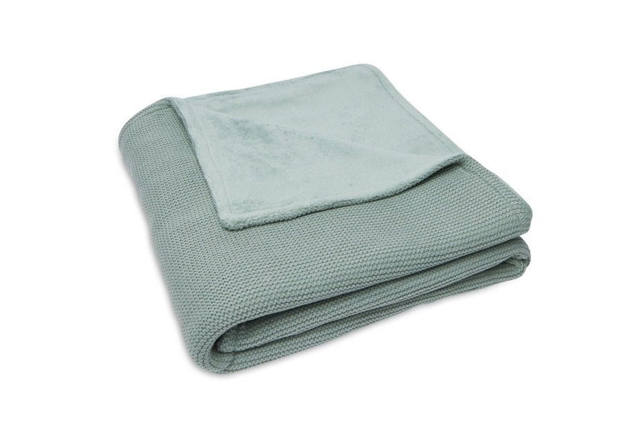 Jollein Ledikantdeken Basic Knit Forest Green/Fleece 100x150cm koop je bij Babywinkel