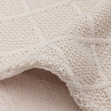 Jollein Ledikantdeken Check Knit Oatmeal/Teddy Fleece 100 X 150 Cm koop je bij Babywinkel