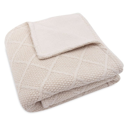 Jollein Ledikantdeken Check Knit Oatmeal/Teddy Fleece 100 X 150 Cm koop je bij Babywinkel