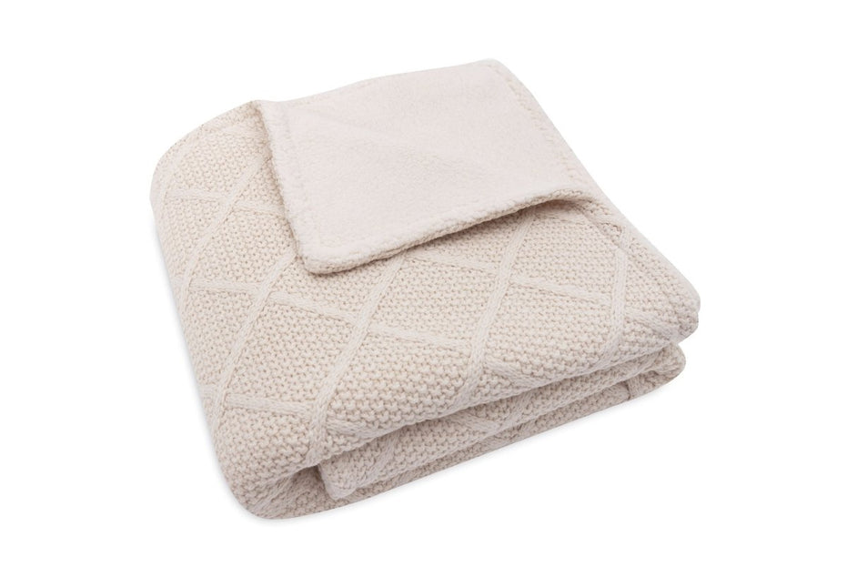 Jollein Ledikantdeken Check Knit Oatmeal/Teddy Fleece 100 X 150 Cm koop je bij Babywinkel