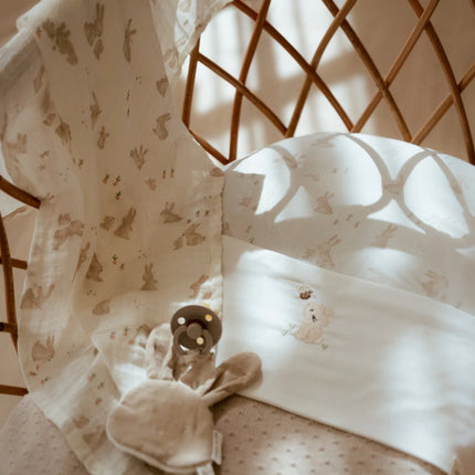 <tc>Little Dutch</tc> Vuggehåndklæde Baby Bunny Hvid Broderet