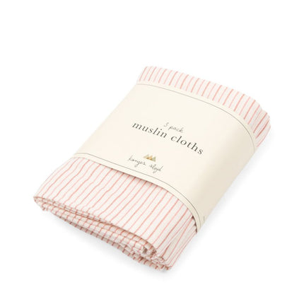 Konges Sløjd 3 Stuks Monddoekjes Stripie Petite Rose koop je bij Babywinkel