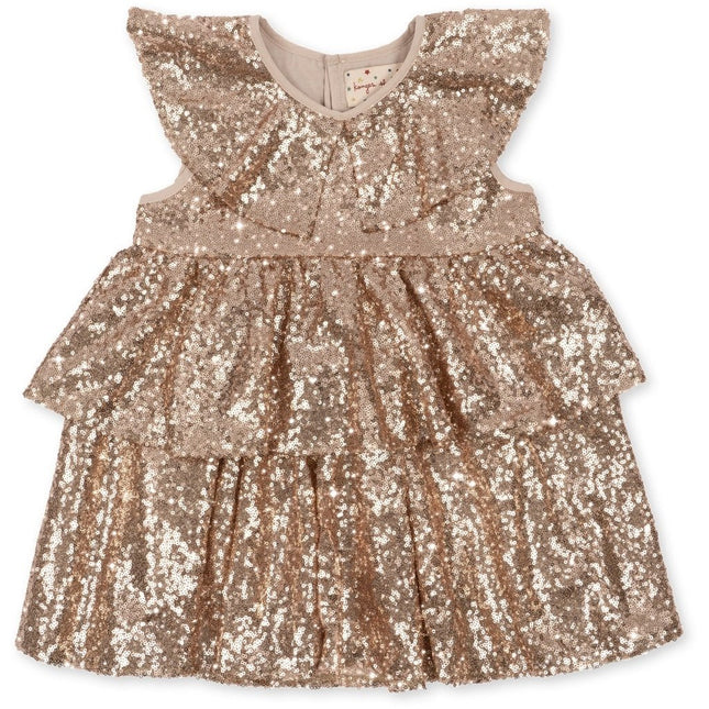 Konges Slojd Baby Jurkje Starla Sequin Gold Blush koop je bij Babywinkel