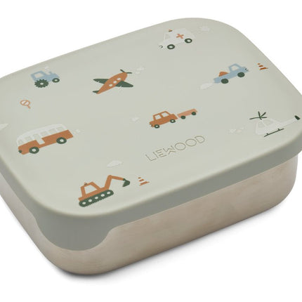 Liewood Lunchbox Arthur Vehicles/Dove Blue koop je bij Babywinkel