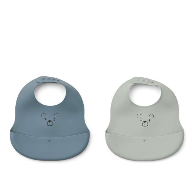 Liewood Slabbetje Ember Mr Bear dove blue / whale blue koop je bij Babywinkel