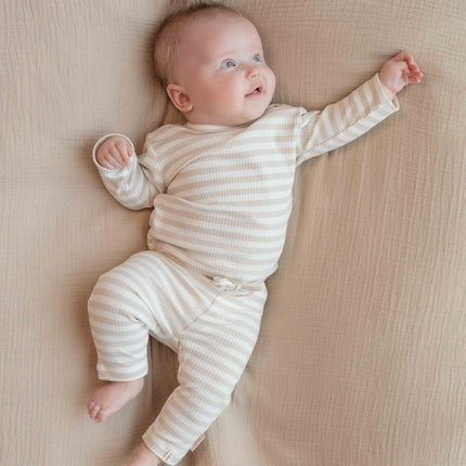Little Dutch Broekje Stripe Sand/White Biologisch katoen koop je bij Babywinkel