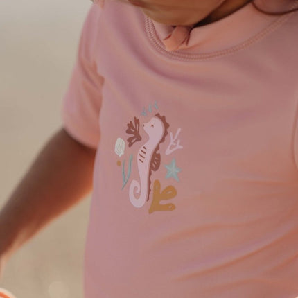 Little Dutch Zwemshirt Kind Korte Mouwen Ruches Seahorse Pink koop je bij Babywinkel