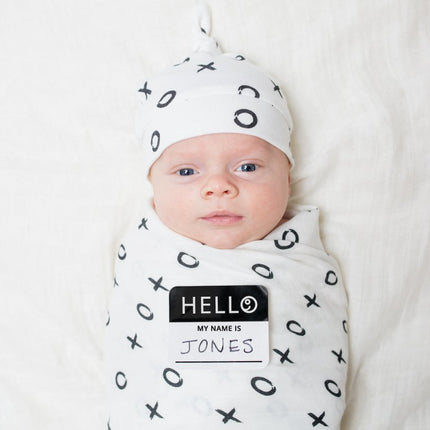 Lulujo Hydrofiele Doek Met Muts En Sticker Hugs & Kisses koop je bij Babywinkel
