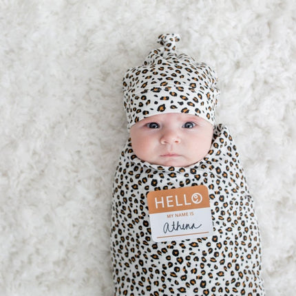 Lulujo Hydrofiele Doek Met Muts En Sticker Leopard koop je bij Babywinkel