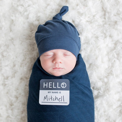 Lulujo Hydrofiele Doek Met Muts En Sticker Navy koop je bij Babywinkel