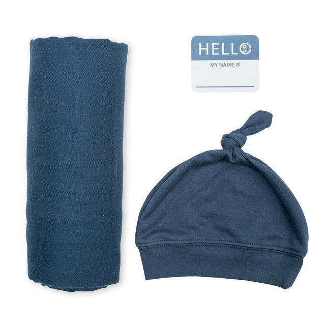 Lulujo Hydrofiele Doek Met Muts En Sticker Navy koop je bij Babywinkel