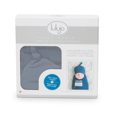 Lulujo Hydrofiele Doek Met Muts En Sticker Navy koop je bij Babywinkel