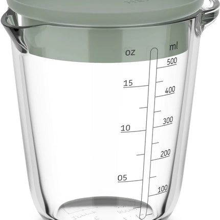 Maatbeker met deksel Chef It glas 500 ml - Nordic sage koop je bij Babywinkel