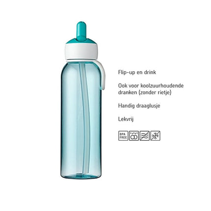 Mepal Waterfles Kind Flip - Up Campus 500ml Turquoise koop je bij Babywinkel