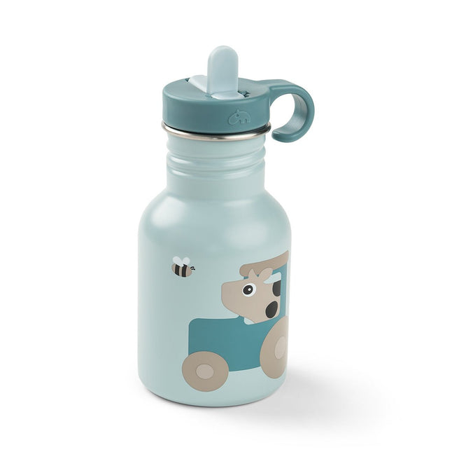 Metalen drinkfles Tiny farm Blue 350 ml koop je bij Babywinkel
