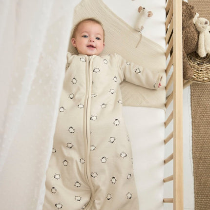 Meyco Baby Penguin Baby Slaapzak Met Afritsbare Mouwen Soft Sand koop je bij Babywinkel