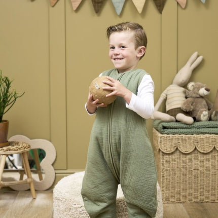 Meyco Baby Uni Baby Winter Slaapoverall Jumper Pre - Washed Hydrofiel Olive Green koop je bij Babywinkel