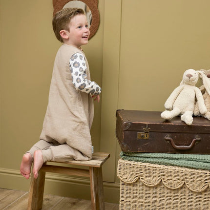 Meyco Baby Uni Baby Winter Slaapoverall Jumper Pre - Washed Hydrofiel Sand koop je bij Babywinkel
