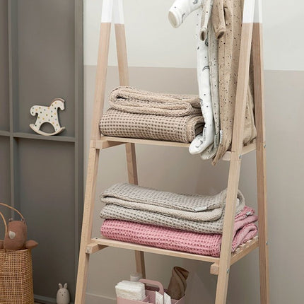 Meyco Baby Wafel Teddy Wiegdeken Sand 75x100cm koop je bij Babywinkel
