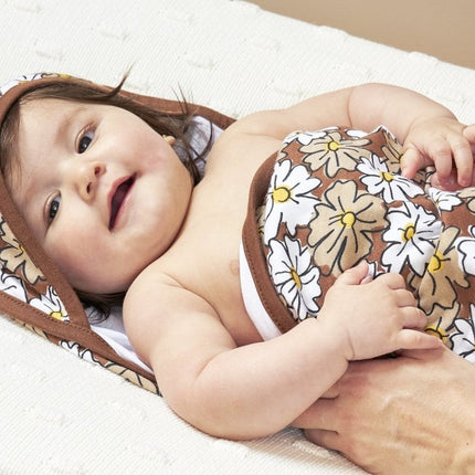 Meyco Badcape Baby 90X90cm Vintage Flower Taupe koop je bij Babywinkel