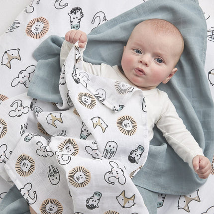 Meyco Hydrofiele Doek 3St Animal/ Stone Green/Animal koop je bij Babywinkel