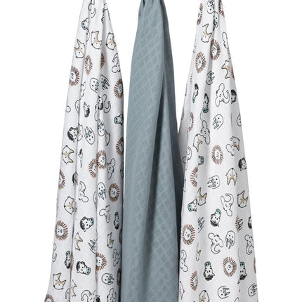 Meyco Hydrofiele Doek 3St Animal/ Stone Green/Animal koop je bij Babywinkel