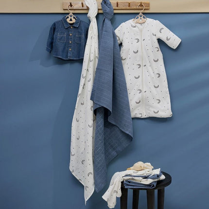 Meyco Hydrofiele Doek Moon 2 - Pack Indigo 120X120cm koop je bij Babywinkel