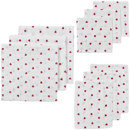 Meyco Hydrofiele Doek Sweet Heart Red 9St koop je bij Babywinkel