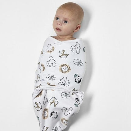 Meyco Inbakerdoek Animal/Uni Wit 0 - 3 mnd 2st koop je bij Babywinkel