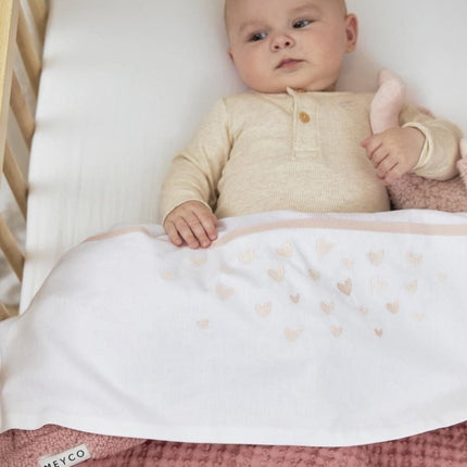Meyco Ledikantlaken Hearts Soft Pink 100X150cm koop je bij Babywinkel