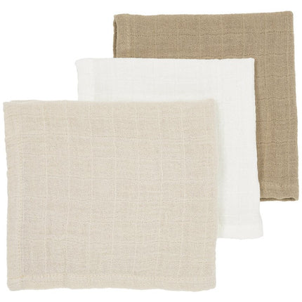 Meyco Monddoekje 3 - Pack Offwhite/Soft Sand/Taupe 30X30cm koop je bij Babywinkel